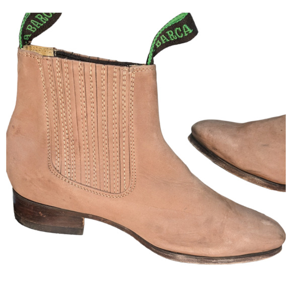 La Barca Nubuck Leather Ankle Boots Pull On Tan sz 27/10 - Picture 7 of 10